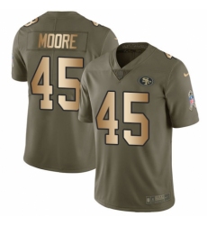 Men's Nike San Francisco 49ers #45 Tarvarius Moore Limited Olive/Gold 2017 Salute to Service NFL Jersey