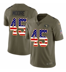Men's Nike San Francisco 49ers #45 Tarvarius Moore Limited Olive/USA Flag 2017 Salute to Service NFL Jersey