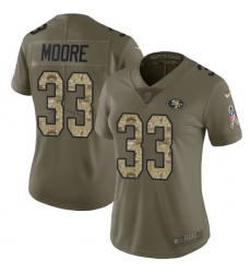 Women Nike San Francisco 49ers #33 Tarvarius Moore Limited Olive Camo 2017 Salute to Service NFL Jersey