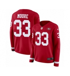 Women's Nike San Francisco 49ers #33 Tarvarius Moore Limited Red Therma Long Sleeve NFL Jersey