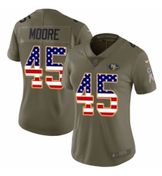 Women's Nike San Francisco 49ers #45 Tarvarius Moore Limited Olive/USA Flag 2017 Salute to Service NFL Jersey