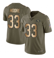 Youth Nike San Francisco 49ers #33 Tarvarius Moore Limited Olive Gold 2017 Salute to Service NFL Jersey