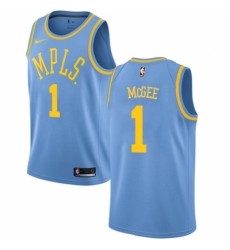 Women's Nike Los Angeles Lakers #1 JaVale McGee Authentic Blue Hardwood Classics NBA Jersey