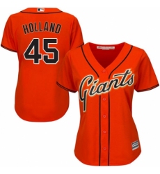 Women's Majestic San Francisco Giants #45 Derek Holland Authentic Orange Alternate Cool Base MLB Jersey