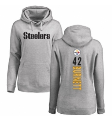 Women's Nike Pittsburgh Steelers #42 Morgan Burnett Ash Backer Pullover Hoodie