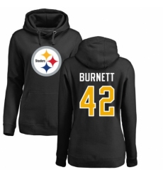 Women's Nike Pittsburgh Steelers #42 Morgan Burnett Black Name & Number Logo Pullover Hoodie