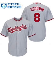 Men's Majestic Washington Nationals #8 Brian Goodwin Replica Grey Road Cool Base MLB Jersey
