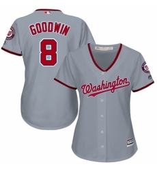 Women's Majestic Washington Nationals #8 Brian Goodwin Authentic Grey Road Cool Base MLB Jersey
