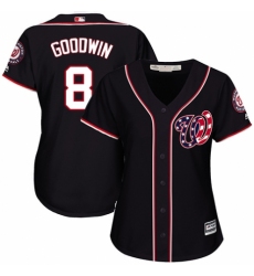 Women's Majestic Washington Nationals #8 Brian Goodwin Authentic Navy Blue Alternate 2 Cool Base MLB Jersey