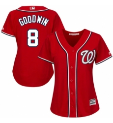 Women's Majestic Washington Nationals #8 Brian Goodwin Replica Red Alternate 1 Cool Base MLB Jersey