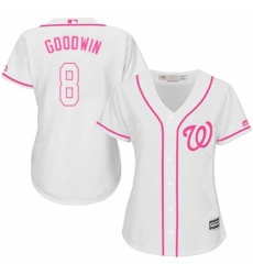 Women's Majestic Washington Nationals #8 Brian Goodwin Replica White Fashion Cool Base MLB Jersey