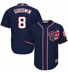 Youth Majestic Washington Nationals #8 Brian Goodwin Authentic Navy Blue Alternate 2 Cool Base MLB Jersey