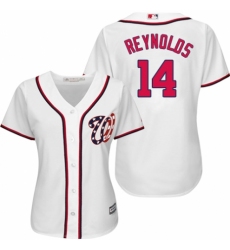 Women's Majestic Washington Nationals #14 Mark Reynolds Authentic White Home Cool Base MLB Jersey