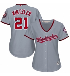 Women's Majestic Washington Nationals #21 Brandon Kintzler Authentic Grey Road Cool Base MLB Jersey