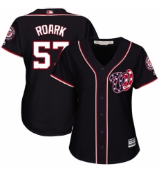 Women's Majestic Washington Nationals #57 Tanner Roark Authentic Navy Blue Alternate 2 Cool Base MLB Jersey