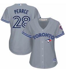Women's Majestic Toronto Blue Jays #28 Steve Pearce Replica Grey Road MLB Jersey