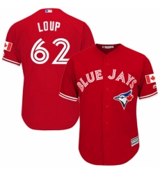 Men's Majestic Toronto Blue Jays #62 Aaron Loup Replica Scarlet Alternate Cool Base MLB Jersey