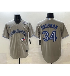 Men's Toronto Blue Jays #34 Kevin Gausman Gray 2025 World Series Cool Base Stitched Baseball Jersey