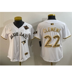 Youth Toronto Blue Jays #22 Ernie Clement White Gold 2025 American League Champions Limited Stitched Jersey