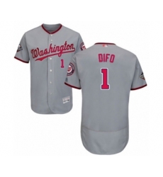 Men's Washington Nationals #1 Wilmer Difo Grey Road Flex Base Authentic Collection 2019 World Series Bound Baseball Jersey