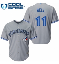 Men's Majestic Toronto Blue Jays #11 George Bell Replica Grey Road MLB Jersey
