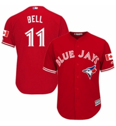Men's Majestic Toronto Blue Jays #11 George Bell Replica Scarlet Alternate Cool Base MLB Jersey