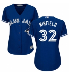 Women's Majestic Toronto Blue Jays #32 Dave Winfield Authentic Blue Alternate MLB Jersey