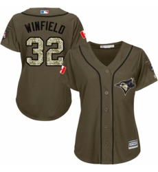 Women's Majestic Toronto Blue Jays #32 Dave Winfield Authentic Green Salute to Service MLB Jersey