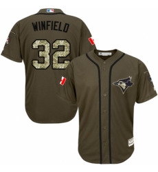 Youth Majestic Toronto Blue Jays #32 Dave Winfield Authentic Green Salute to Service MLB Jersey