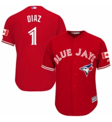 Men's Majestic Toronto Blue Jays #1 Aledmys Diaz Replica Scarlet Alternate Cool Base MLB Jersey