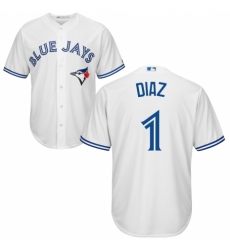 Men's Majestic Toronto Blue Jays #1 Aledmys Diaz Replica White Home MLB Jersey