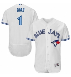 Men's Majestic Toronto Blue Jays #1 Aledmys Diaz White Home Flex Base Authentic Collection MLB Jersey