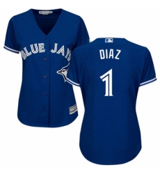 Women's Majestic Toronto Blue Jays #1 Aledmys Diaz Authentic Blue Alternate MLB Jersey