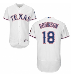 Men's Majestic Texas Rangers #18 Drew Robinson White Home Flex Base Authentic Collection MLB Jersey