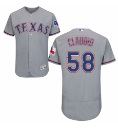 Men's Majestic Texas Rangers #58 Alex Claudio Grey Road Flex Base Authentic Collection MLB Jersey