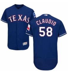 Men's Majestic Texas Rangers #58 Alex Claudio Royal Blue Alternate Flex Base Authentic Collection MLB Jersey