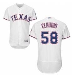 Men's Majestic Texas Rangers #58 Alex Claudio White Home Flex Base Authentic Collection MLB Jersey