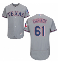 Men's Majestic Texas Rangers #61 Robinson Chirinos Grey Road Flex Base Authentic Collection MLB Jersey