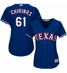 Women's Majestic Texas Rangers #61 Robinson Chirinos Authentic Royal Blue Alternate 2 Cool Base MLB Jersey