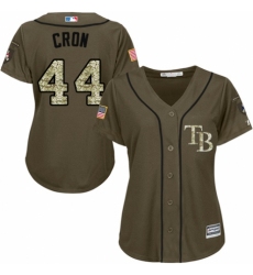 Women's Majestic Tampa Bay Rays #44 C. J. Cron Authentic Green Salute to Service MLB Jersey