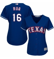 Women's Majestic Texas Rangers #16 Ryan Rua Replica Royal Blue Alternate 2 Cool Base MLB Jersey