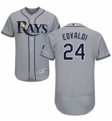 Men's Majestic Tampa Bay Rays #24 Nathan Eovaldi Grey Road Flex Base Authentic Collection MLB Jersey