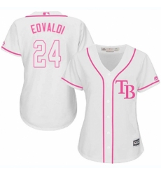 Women's Majestic Tampa Bay Rays #24 Nathan Eovaldi Replica White Fashion Cool Base MLB Jersey
