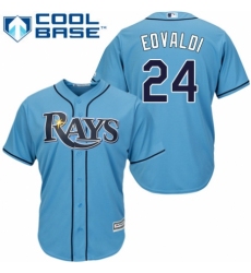 Youth Majestic Tampa Bay Rays #24 Nathan Eovaldi Replica Light Blue Alternate 2 Cool Base MLB Jersey