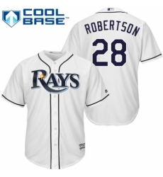 Youth Majestic Tampa Bay Rays #28 Daniel Robertson Replica White Home Cool Base MLB Jersey