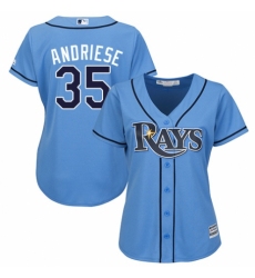 Women's Majestic Tampa Bay Rays #35 Matt Andriese Authentic Light Blue Alternate 2 Cool Base MLB Jersey
