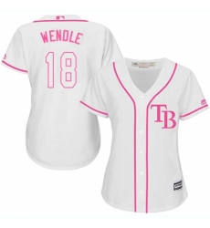 Women's Majestic Tampa Bay Rays #18 Joey Wendle Authentic White Fashion Cool Base MLB Jersey