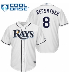 Youth Majestic Tampa Bay Rays #8 Rob Refsnyder Authentic White Home Cool Base MLB Jersey