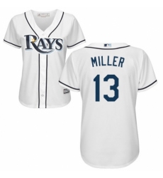 Women's Majestic Tampa Bay Rays #13 Brad Miller Replica White Home Cool Base MLB Jersey