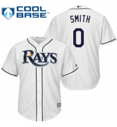 Youth Majestic Tampa Bay Rays #0 Mallex Smith Authentic White Home Cool Base MLB Jersey